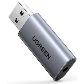 USB ხმის ბარათი UGREEN CM383 (80864) 2-in-1 USB External Sound Card, Gray